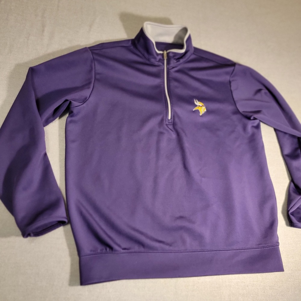 Antigua Quarter Zip Pullover Mens L Purple Excellent Minnesota Vikings NFL 793